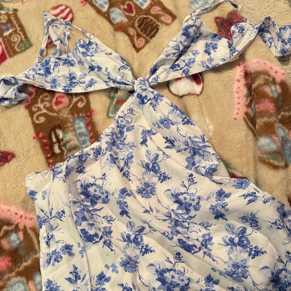 SHEIN Blue Floral High Low Dress